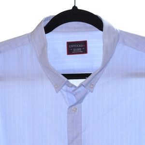 Untuckit (2XL) Blue White Checks Long Sleeve